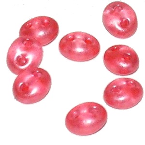 Rocalla twin bead rosa sh. Bolsa 3 gr