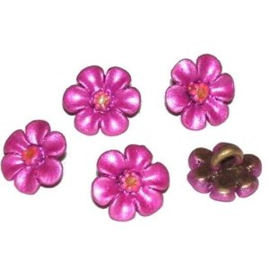 Boton flor esmaltada fucsia 10mm. Bolsa 2 und